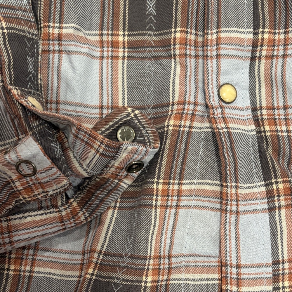 Lucky Brand Men's Plaid Button-Down Shirt in Blue and Brown - Picture 4 of 8